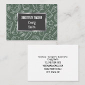 Substitute Teacher Contactkaartje (Voorkant / Achterkant)