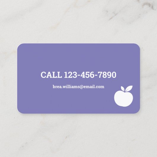 Substituut leraar-aanspreekster visitekaartje (Achterkant)