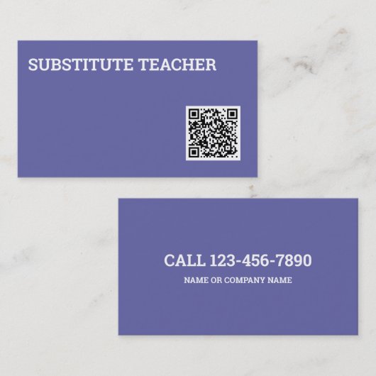 Substituut leraar Tutor QR-code Visitekaartje (Voorkant / Achterkant)