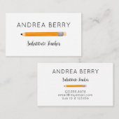 Substituut Visitekaartje gele potlood leraar (Voorkant / Achterkant)