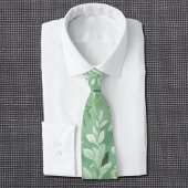 subtiel groen botanisch patroon stropdas