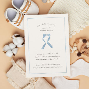 Subtiel lichtblauw strikje Classic Boy Baby shower Kaart