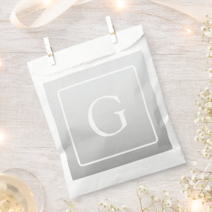 Subtiel Lichtgrijs Gradiënt Achternaam Monogram Bedankzakje
