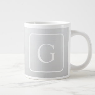Subtiel Lichtgrijs Gradiënt Achternaam Monogram Extra Grote Beker