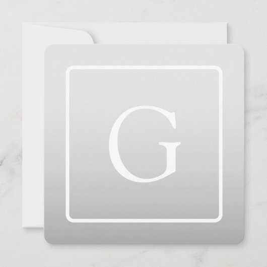 Subtiel Lichtgrijs Gradiënt Achternaam Monogram Notitiekaartje (Voorkant)