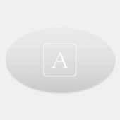 Subtiel Lichtgrijs Gradiënt Achternaam Monogram Ovale Sticker (Voorkant)