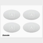 Subtiel Lichtgrijs Gradiënt Achternaam Monogram Ovale Sticker (Vel)
