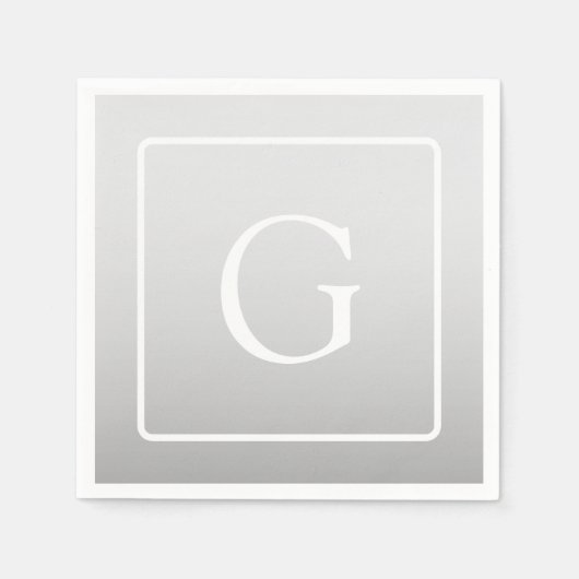 Subtiel Lichtgrijs Gradiënt Achternaam Monogram Servet (Voorkant)