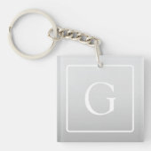 Subtiel Lichtgrijs Gradiënt Achternaam Monogram Sleutelhanger (Voorkant)