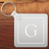 Subtiel Lichtgrijs Gradiënt Achternaam Monogram Sleutelhanger (Voorkant)