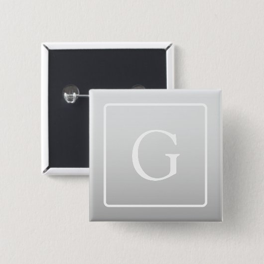 Subtiel Lichtgrijs Gradiënt Achternaam Monogram Vierkante Button 5,1 Cm (Voorkant /achterkant)