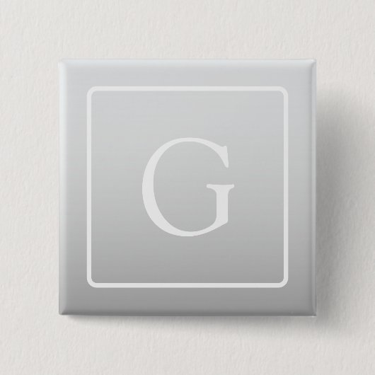Subtiel Lichtgrijs Gradiënt Achternaam Monogram Vierkante Button 5,1 Cm (Voorkant)