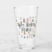 Subtiel monogram, rustieke winterbomen pint bier glas (Voorkant)