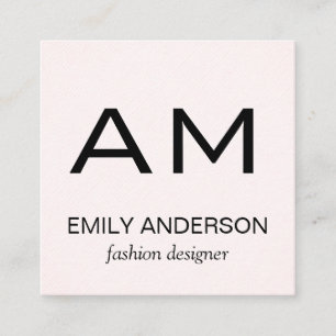 Subtiel patroon Roze met Monogram Vierkante Visitekaartje