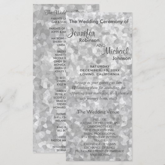 Subtiel Zilveren Glitter Trouwprogramma Programma (Voorkant / Achterkant)