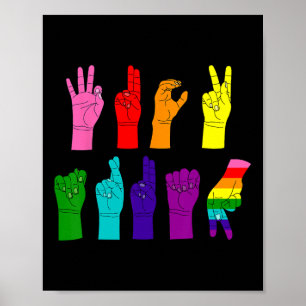 Subtiele anti-Trump ASL Gebarentaal LGBTQ+ Resist Poster