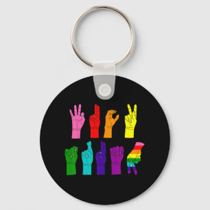 Subtiele anti-Trump ASL Gebarentaal LGBTQ+ Resist Sleutelhanger