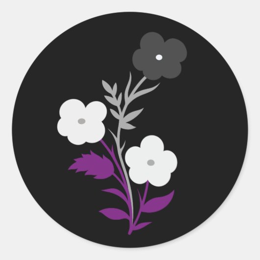 Subtiele aseksuele vlag bloemen ronde sticker (Voorkant)