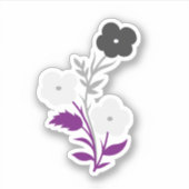 Subtiele aseksuele vlag bloemen sticker (Voorkant)