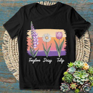 Subtiele Bloemen Foxglove Daisy Tulip Flower Lover T-shirt