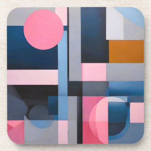 Subtiele Blues & Pinks in Geometrische abstractie Bier Onderzetter