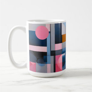 Subtiele Blues & Pinks in Geometrische abstractie Koffiemok