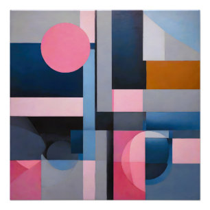 Subtiele Blues & Pinks in Geometrische abstractie Perfect Poster