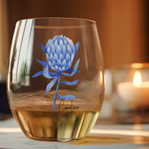 Subtiele Elegante Naam op Cobalt Protea Bloem