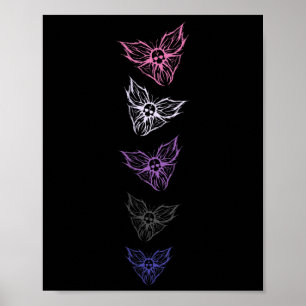 Subtiele Genderfluid Pride Goth Vlinder, Non Binai Poster