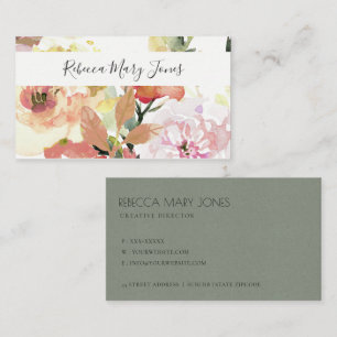 SUBTIELE GEPERSONALISEERD BLOEMEN VAN DE WATERVERF VISITEKAARTJE