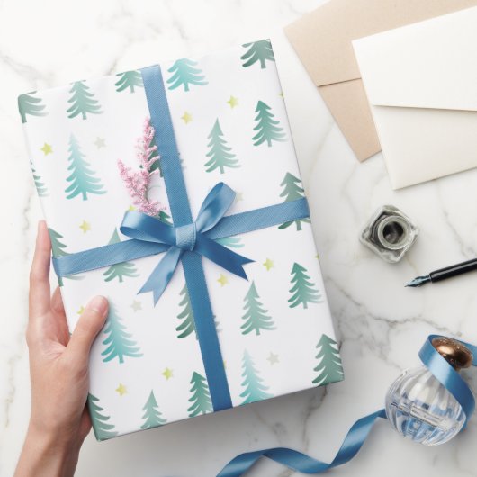 Subtiele groene bomen Kerstmis Cadeaupapier (Geschenken)