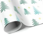 Subtiele groene bomen Kerstmis Cadeaupapier (Rol Hoek)
