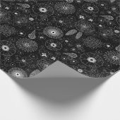 Subtiele Hedendaagse Bloemen Zwart & Wit Patroon Cadeaupapier (Hoek)