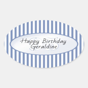Subtiele Leeftijd Blauw/Wit Eenvoudige Stripes Pat Ovale Sticker