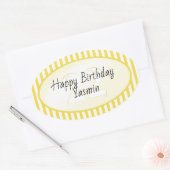 Subtiele Leeftijd Geel/Wit Eenvoudige Stripes Patr Ovale Sticker (Envelop)