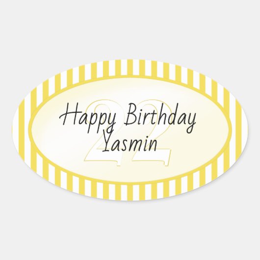Subtiele Leeftijd Geel/Wit Eenvoudige Stripes Patr Ovale Sticker (Voorkant)