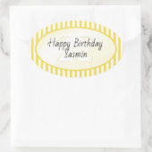 Subtiele Leeftijd Geel/Wit Eenvoudige Stripes Patr Ovale Sticker (Tas)