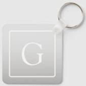 Subtiele lichtgrijze verloop achternaam monogram sleutelhanger (Achterkant)