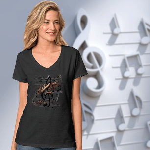 Subtiele muzikale ontwerp V-hals T-shirt