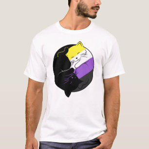Subtiele niet-binaire Yin Yang Cats Pride Maand LG T-shirt
