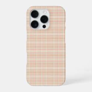 Subtiele pastelroze en taupe karostof iPhone 16 pro hoesje