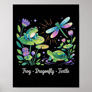 Subtiele politieke humor Kikker Dragonfly Turtle Poster