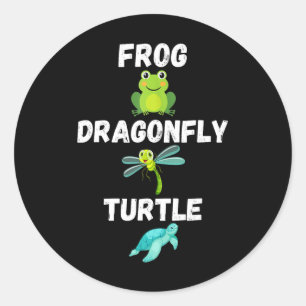 Subtiele politieke humor Kikker Dragonfly Turtle Ronde Sticker
