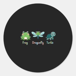 Subtiele Politieke Humor Kikker Libel Schildpad Ronde Sticker