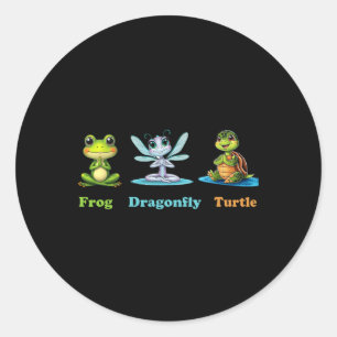 Subtiele politieke humor kikker libel schildpad yo ronde sticker