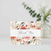 Subtiele rode en witte bloemenbruiloft dank u briefkaart (Staand voorkant)