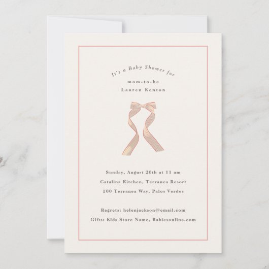 Subtiele roze boog klassiek meisje Baby shower Kaart (Voorkant)