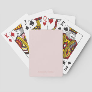 Subtiele Roze Naam op Zachte Blush Roze Pokerkaarten
