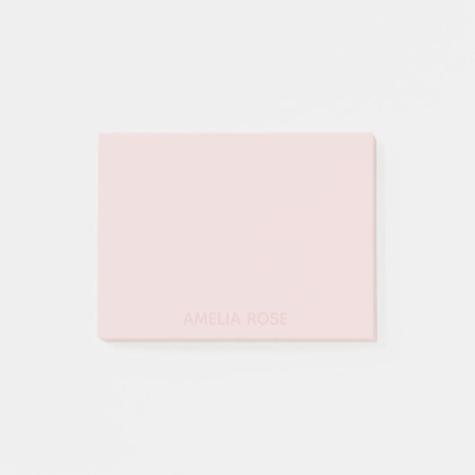 Subtiele Roze Naam op Zachte Blush Roze Post-it® Notes (Voorkant)