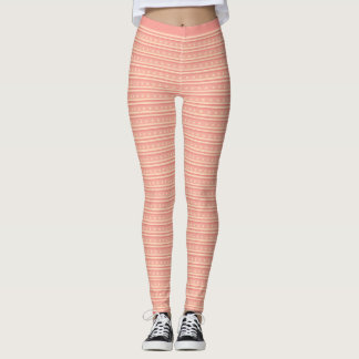 Subtiele roze perzik sterren strepen patroon fitne leggings
